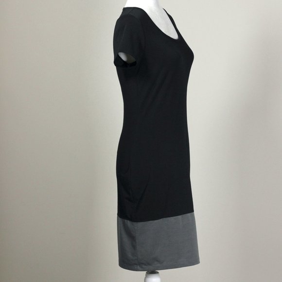 Athleta Ella Colorblock Short Sleeve Black and Grey Activewear Mini Dress - Picture 5 of 9